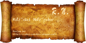 Rádai Nándor névjegykártya